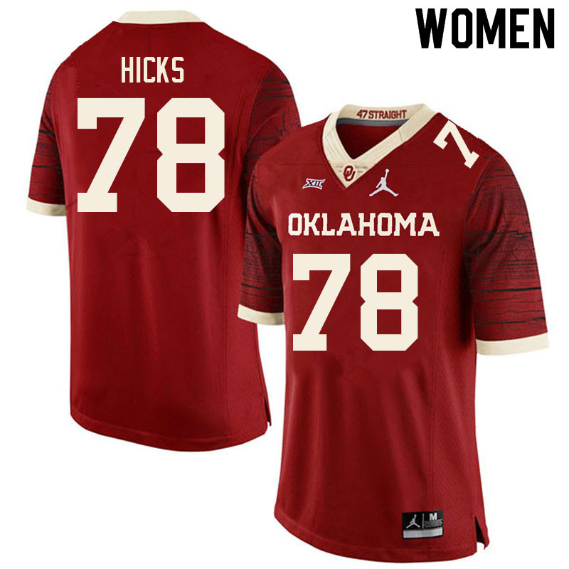 Women #78 Marcus Hicks Oklahoma Sooners College Football Jerseys Sale-Retro